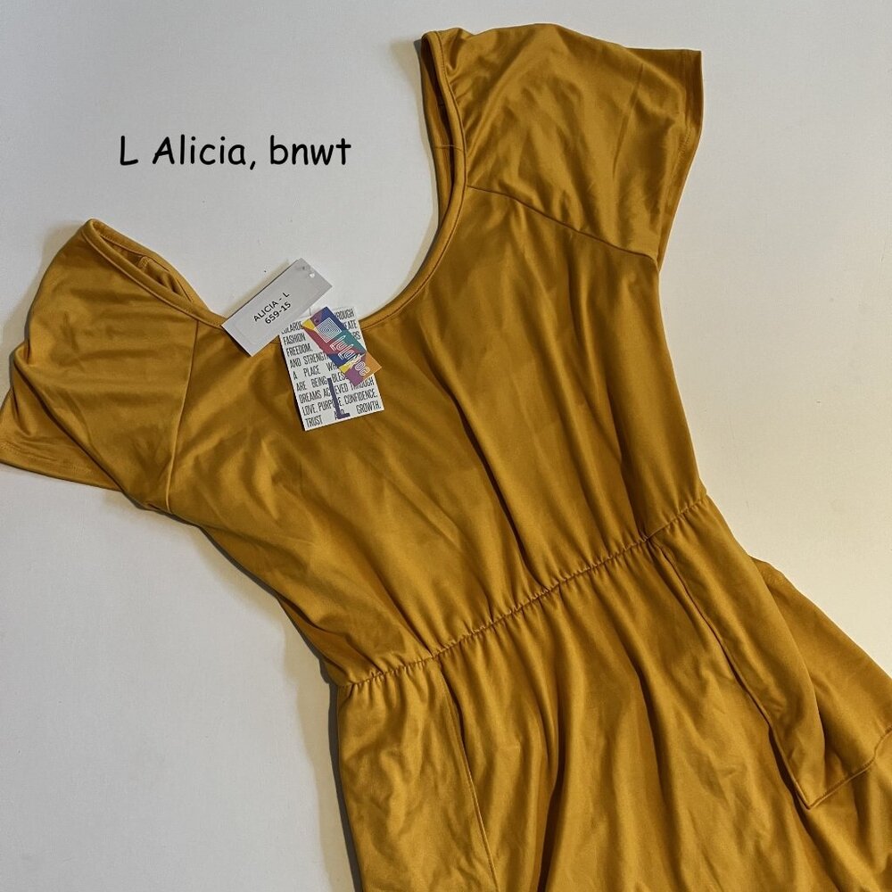 Large Lularoe Alicia cross back dress, golden yellow